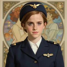 cute navy officer emma watson, natural lighting, path traced, highly detailed, high quality, digital painting, by don bluth and ross tran and studio ghibli and alphonse mucha, artgerm