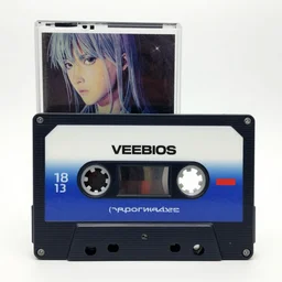 vaporwave casette tape, moebius, ufotable studio art style, faded effect, studio art