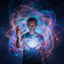 a man channeling universal quantum energy by alex grey, psychedelic
