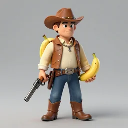 outlaw cowboy with bananas instead of guns, pulp book cover character art, portrait. artwork by robert k. abbett, harry bennett, ernest chiriacka, mitchell hooks, robert mcginnis