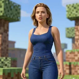 scarlett johanson skin in the style of minecraft.