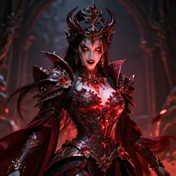 portrait of evil princess, warlord, glowing, blood, ornate and intricate, jaw dropping, dynamic lighting, intricate and detailed, 4 k octane render