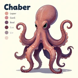 character sheet for a sentient bipedal octopus character for a video game, by oddworld inhabitants