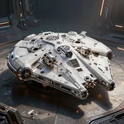 glass and bone millennium falcon, soft, sharp focus, detailed, sci-fi, hyperrealism, artwork by Tooth Wu and wlop and beeple and dan mumford and greg rutkowski