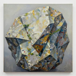 top rated abstract art, oil on canvas on geometric rock, 8 k, highly detailed, wide angle, intricate complexity with elements of nature, sharp focus, trending on artstation. broad light. loose brush strokes.