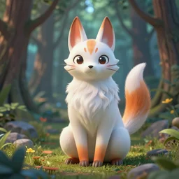 a kitsune in a magical forest, 3 d render octane, trending on artstation