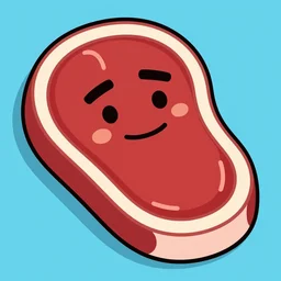 a cartoonish steak with danny devito's face