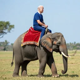 joe biden riding an elephant