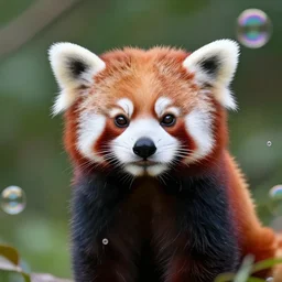 hybrid ( red panda ) made of ( soap bubbles ), digital art, realistic, octane render, professional, high quality, dof, bokeh
