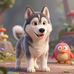 a puppy husky, houdini, sidefx, blender, unreal engine 5, 3 d render, smooth, cinematic, octane rendered, hyperdetailed, cinematic, art style by pixar dreamworks disney