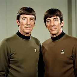 leonard nimoy as mr spock with the beatles, color photograph, 1 9 6 0 s