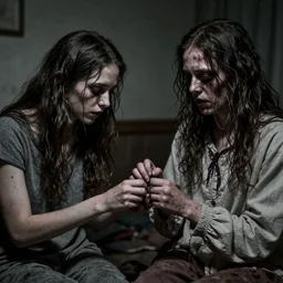 sewn together human creepy unsettling, photorealistic