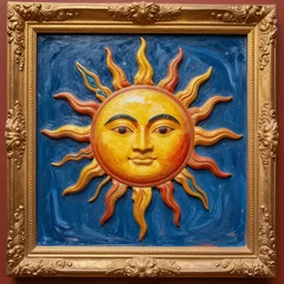 paint frame of an ancient sun god, 8 k