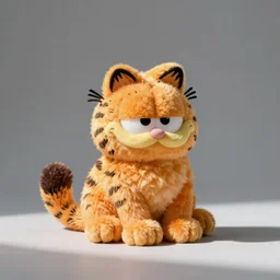 beautiful realistic photograph of stuffed animal Garfield tilt shift