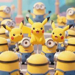 pokemon heads on pikes surrounded by minions