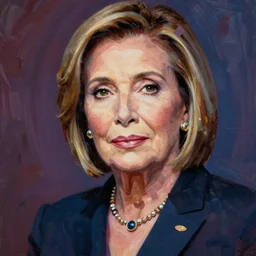 anime cyberpunk nancy pelosi, intricate oil painting by greg rutkowski, trending on artstation