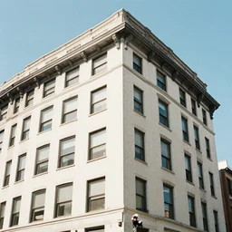 kanye west as a building, street photography, color
