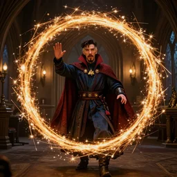 hogwarts gryffindor common room, doctor strange is opening a portal, film still