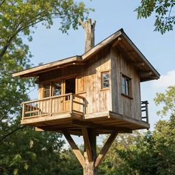 a treehouse designed by frank lloyd wright, realistic photo