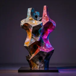 abstract sculpture by beksinski, dramatic neon lighting, brutalist and organic elements