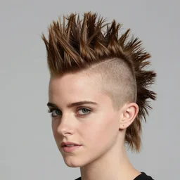 Shaved head mohawk hairstyle, Emma Watson with a mohawk hairstyle, headshot, 200mm, canon, f5.6
