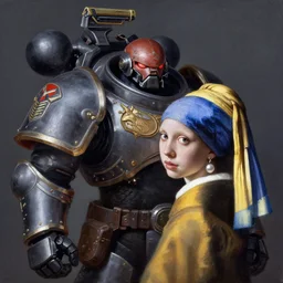full character portrait max mad cyberpunk warhammer 4 0 k, warrior marine the girl with the pearl earring character design, painting by gaston bussiere, katsuya terada, frank frazetta, tom of finland, trending on artstation