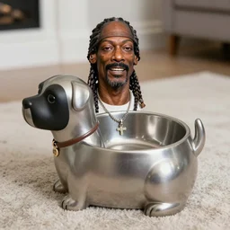 Snoop Dogg's dog's dog shaped dog bowl