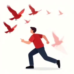propaganda poster instructing to run away from red birds