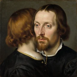 portrait of the son of elon willem dafoe steve buscemi, oil painting by jan van eyck, northern renaissance art, oil on canvas, wet - on - wet technique, realistic, expressive emotions, intricate textures, illusionistic detail