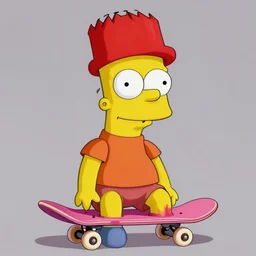 close up sci - fi bart simpson, red hat and a pink skateboard, centered, digital painting, smooth, sharp focus, illustration, artgerm, tomasz alen kopera, peter mohrbacher, donato giancola, joseph christian leyendecker, wlop, frank frazetta