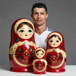 a photo of Cristiano Ronaldo and matryoshka high on meth by Annie Leibovitz