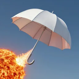 giant spaceship shaped like an umbrella that is sucking a solar flare out of the sun to fuel the traveling world that is teeming with life in the style of banksy