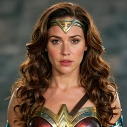 portrait of Gillian Anderson as Wonder Woman (2021) in the style of Terry Richardson, award-winning, detailed, 82 mm sigma art, close up