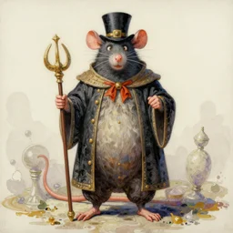 a oil / watercolor painting full body character portrait of the greedy rat - catcher who was blessed by the gods. in the style of moebius in the style of leonard boyarsky trending on artstation deviantart pinterest detailed realistic hd 8 k high resolution