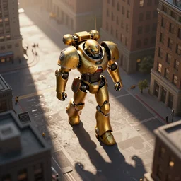 Isometric Mechwarrior walking through Manhattan