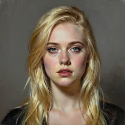 ultra realistic head and shoulders portrait painting of elle fanning in dishonored, art by frank frazetta, 4 k, ultra realistic, highly detailed, epic lighting