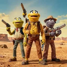 the Muppets: mad max, lots of guns, photo