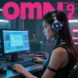 cable plugged into cyberdeck, back of head, very beautiful cyberpunk woman, computer, 1 9 7 9 omni magazine cover, style by vincent di fate, cyberpunk 2 0 7 7, 4 k resolution, unreal engine, daz