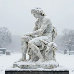 the first snow on a young earth by nicola samori, behance, neo - expressionism, marble sculpture, made of mist, still frame from the prometheus movie by ridley scott with cinematogrophy of christopher doyle, arri alexa, 8 k