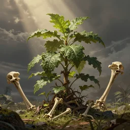 Illustration of a plant which animates the bones of the dead to attack adventurers from the D&D Monster Manual.
