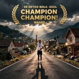 photo of a champion on the road, town, dynamic lighting, cinematic tone.