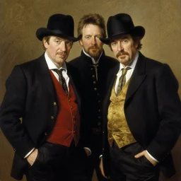high quality celebrity painting of the blues brothers by the old dutch masters, jake and elwood blues, rembrandt, hieronymous bosch, frans hals
