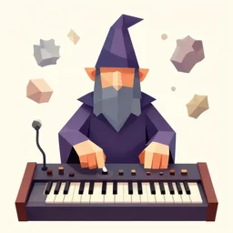 low poly'' wizard of analog synthesizer'' cover art