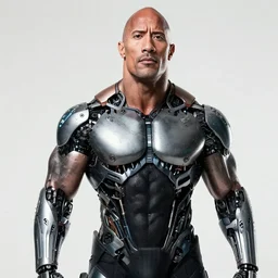 Portrait photography of Dwayne Johnson cyborg