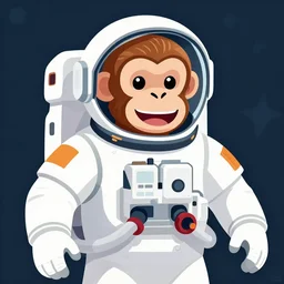 a vector based illustration of a grinning monkey astronaut in a spacesuit, by sachin teng and loish, vibrant, vector art, award winning, stunning, trending on art station, highly detailed