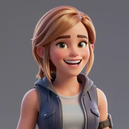 textured film grain small eyes subsurface scattering fashion model face smiling laughing squinting emma watson as a fortnite character cgsociety octane render unreal engine redshift render trending on artstation trending on artstation render blender behance cg superhero
