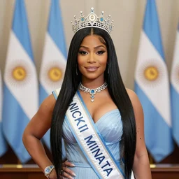 Nicki Minaj president of Argentina, in the Argentine Congress, flags of Argentina behind, detailed picture