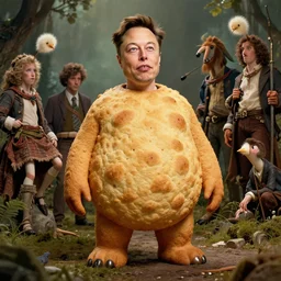elon musk as a rusk biscuit creature hybrid, gorgeous lighting by chiara bautista weta studio, mucha, bautista and norman rockwell and greg rutkowski and tom bagshaw and james gurney and lucasfilm