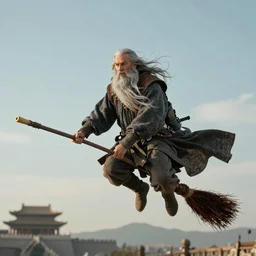 gandalf flying on a broom but chinese