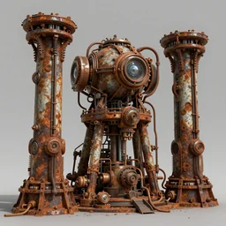 organic machinery, technobiological rusty pillars, biopunk, photorealism, full length view, concept art, octane render, 8 k. cgsociety by wayne barlowe, dariusz zawadzki